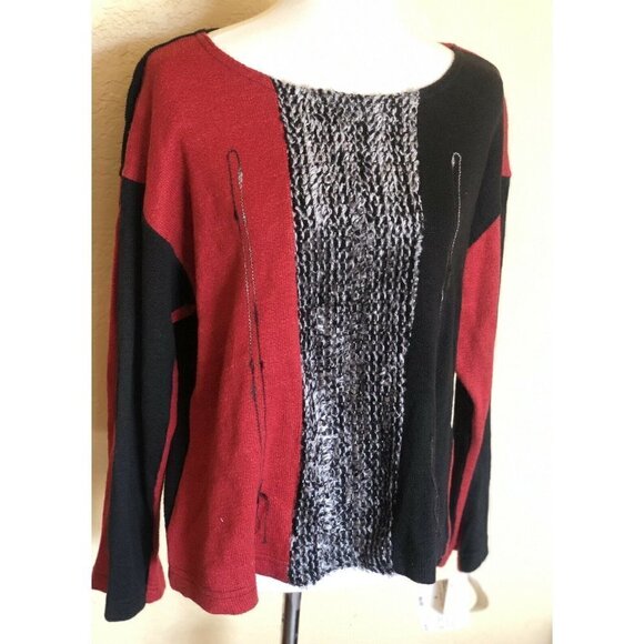 Nino Wong Womens Knit Casual Color Block Sweater Size M - Picture 2 of 9